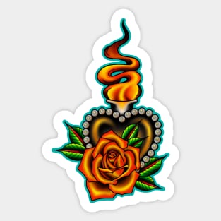 sacred heart with rose Sticker